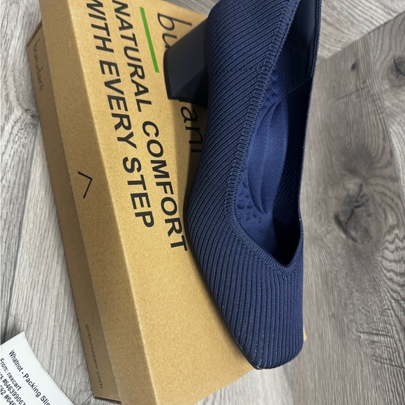 Burudani Women’s Low Chunky Block Heel Square Toe Knit Navy Blue Size 8.5 - Picture 4 of 9